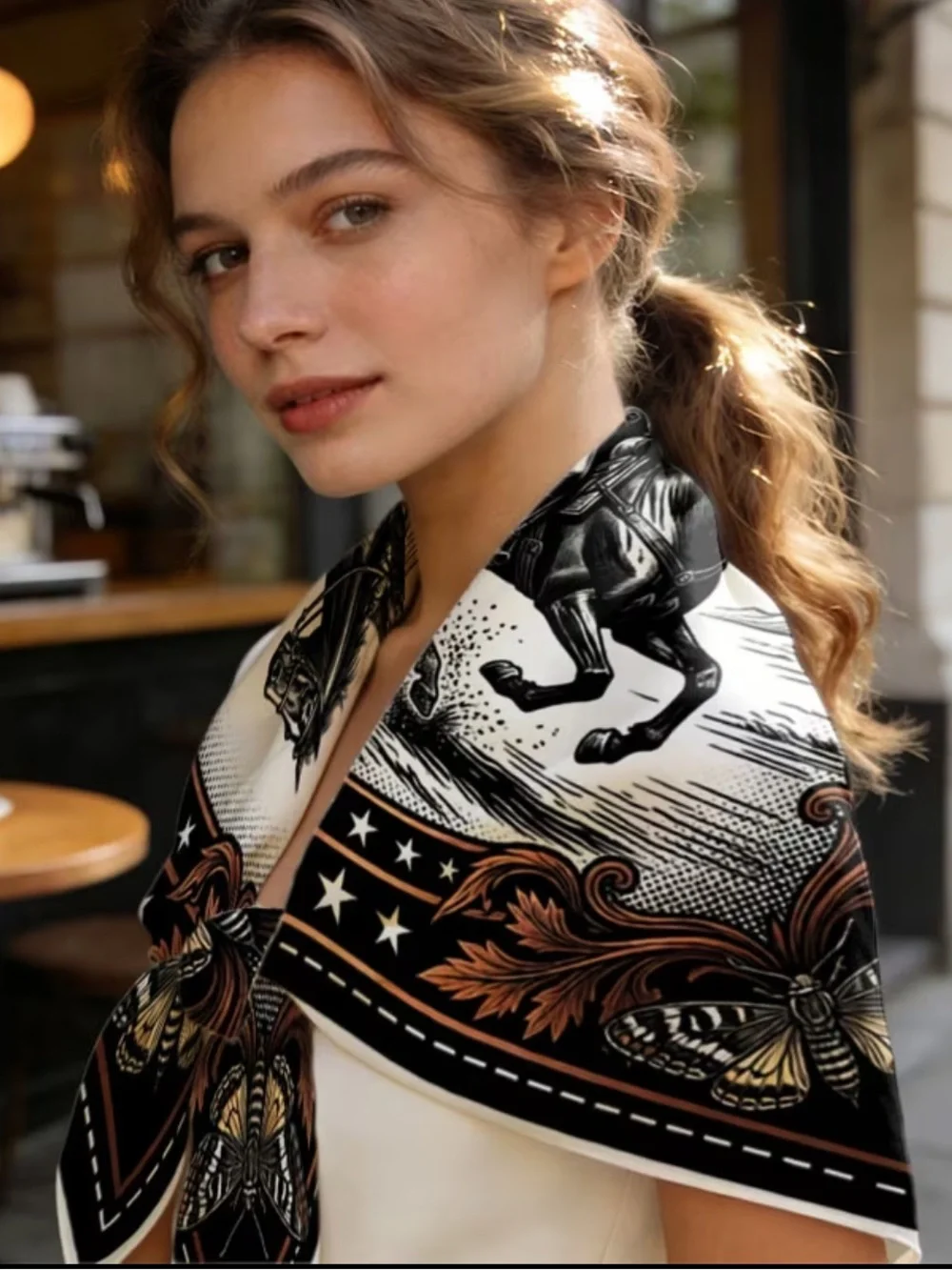 Black & Brown Western Cowboy Print Scarf - Men's Accessory
